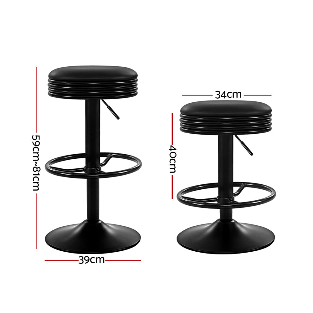 Table & Bar Stools: Artiss 2x Bar Stools Leather Padded Gas Lift Black