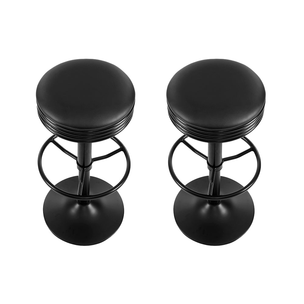 Table & Bar Stools: Artiss 2x Bar Stools Leather Padded Gas Lift Black