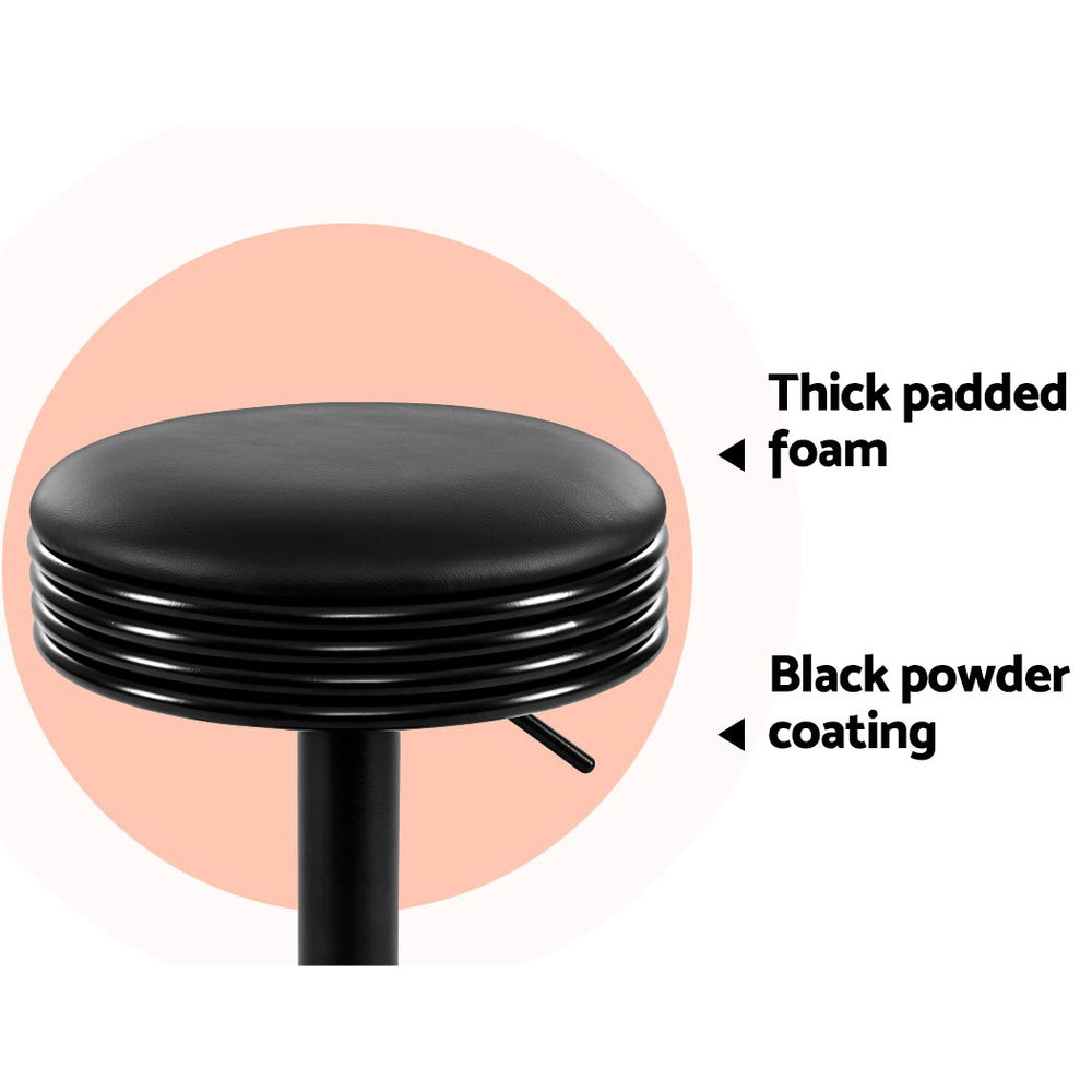 Table & Bar Stools: Artiss 2x Bar Stools Leather Padded Gas Lift Black