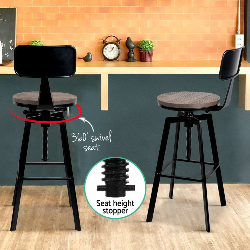 Table & Bar Stools: Artiss Bar Stools Kitchen Counter Chairs Vintage Metal Chairs