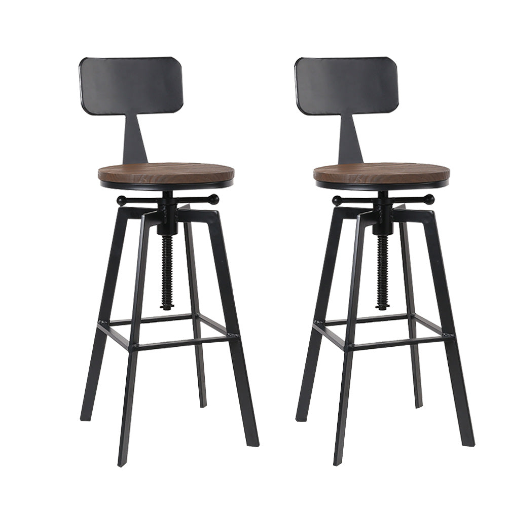 Table & Bar Stools: Artiss Bar Stools Kitchen Counter Chairs Vintage Metal Chairs x2