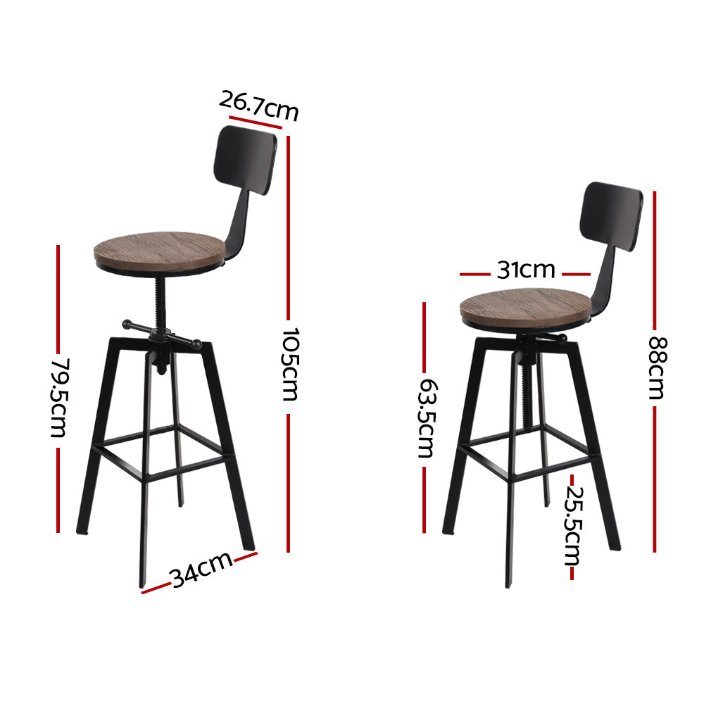 Table & Bar Stools: Artiss Bar Stools Kitchen Counter Chairs Vintage Metal Chairs x2
