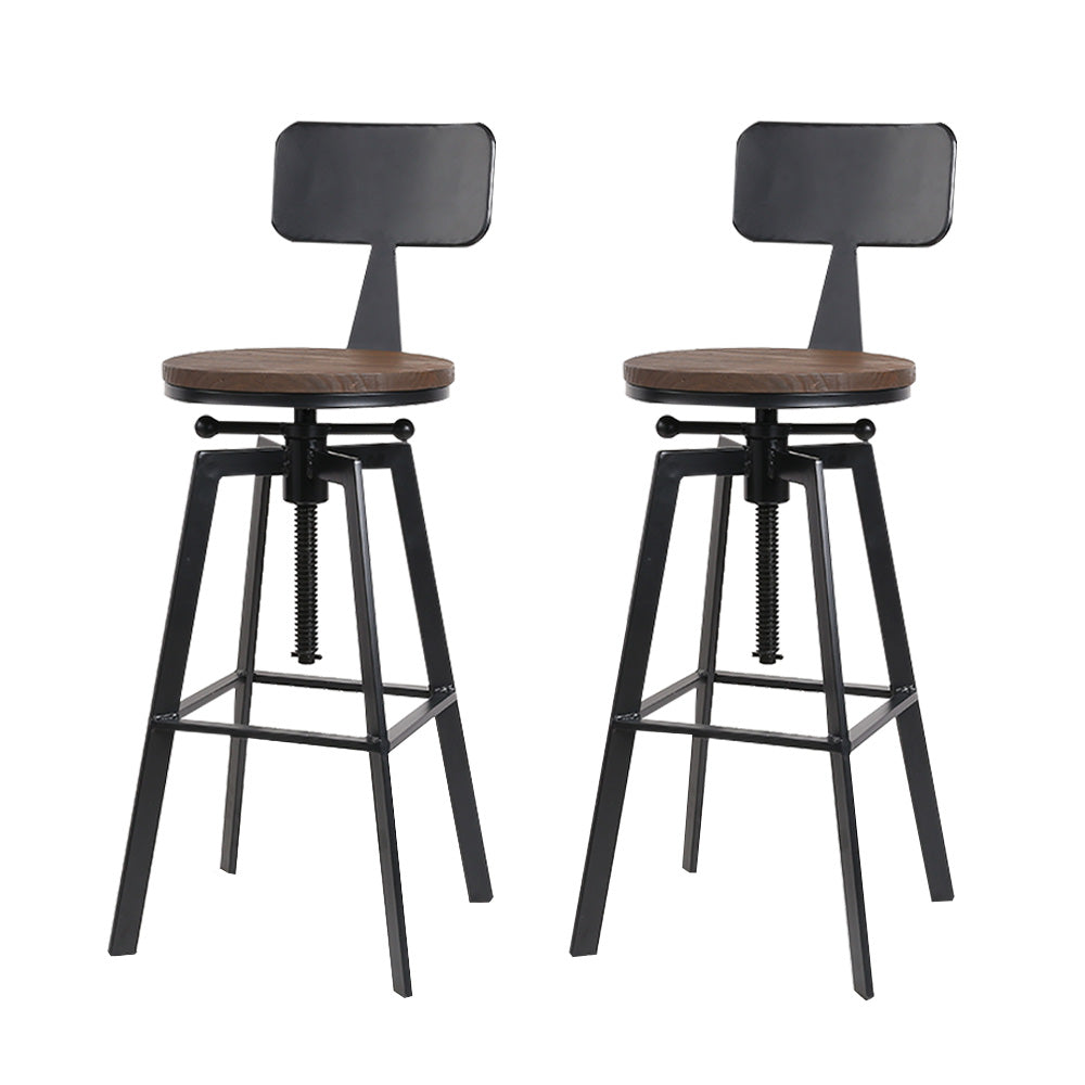 Table & Bar Stools: Artiss Bar Stools Kitchen Counter Chairs Vintage Metal Chairs x2