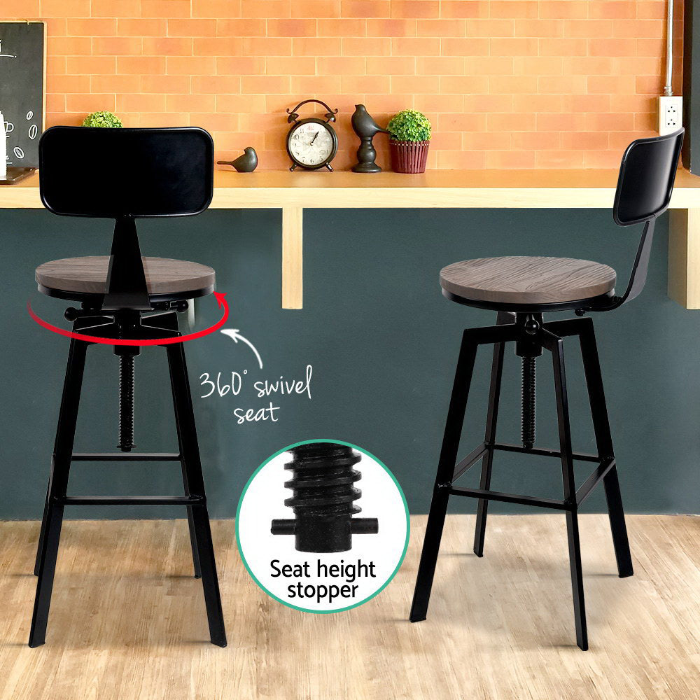 Table & Bar Stools: Artiss Bar Stools Kitchen Counter Chairs Vintage Metal Chairs x2