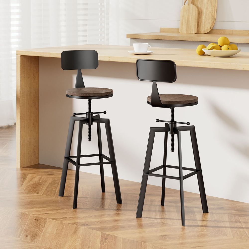 Table & Bar Stools: Artiss Bar Stools Kitchen Counter Chairs Vintage Metal Chairs x2