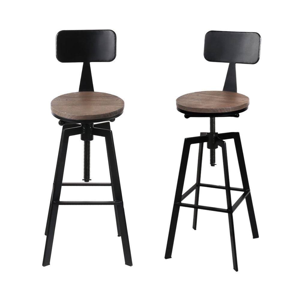 Table & Bar Stools: Artiss 4x Bar Stools Kitchen Dining Chairs Adjustable Wood Stool w/Backrest