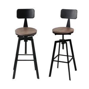 Artiss 4x Bar Stools Kitchen Dining Chairs Adjustable Wood Stool w/Backrest