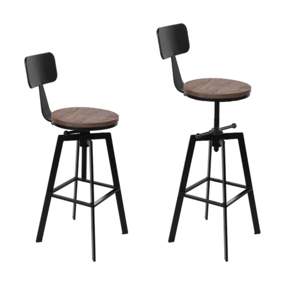 Table & Bar Stools: Artiss 4x Bar Stools Kitchen Dining Chairs Adjustable Wood Stool w/Backrest
