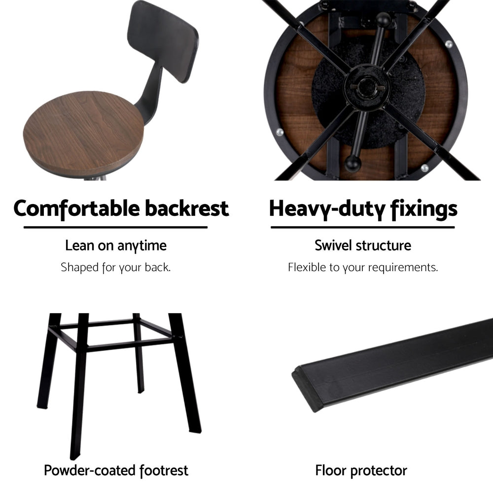 Table & Bar Stools: Artiss 4x Bar Stools Kitchen Dining Chairs Adjustable Wood Stool w/Backrest