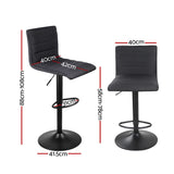 Artiss 2x Bar Stools Gas Lift Linen Fabric Black