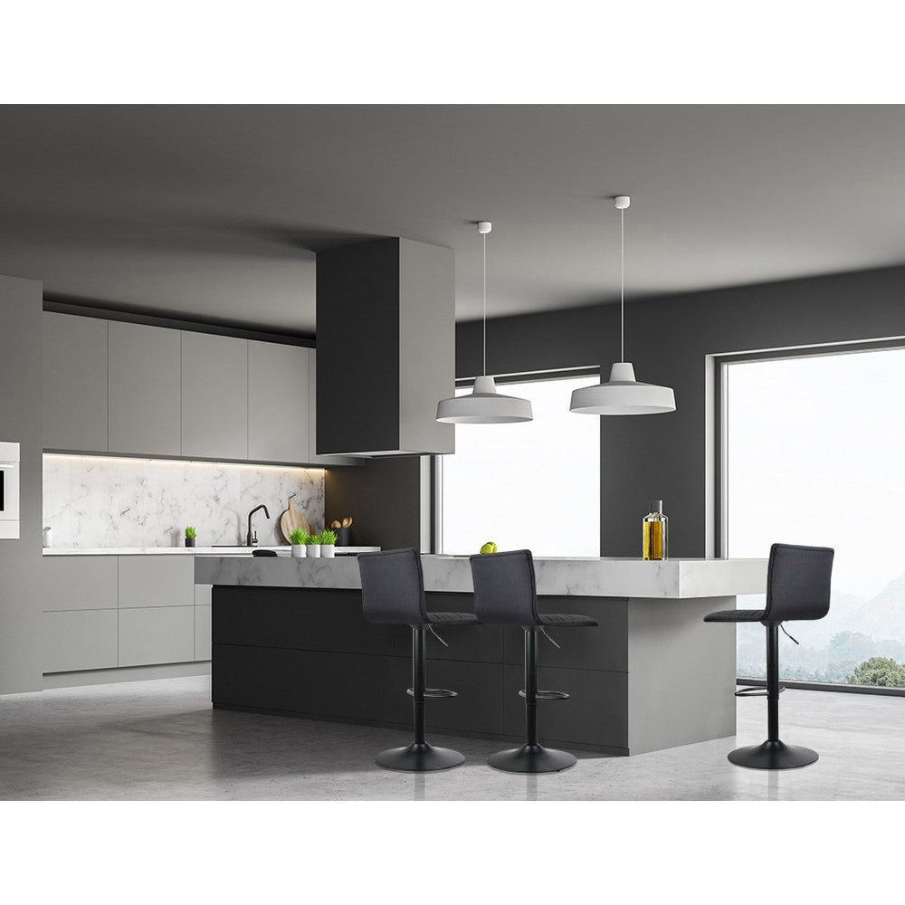 Table & Bar Stools: Artiss 4x Bar Stools Gas Lift Linen Fabric Black