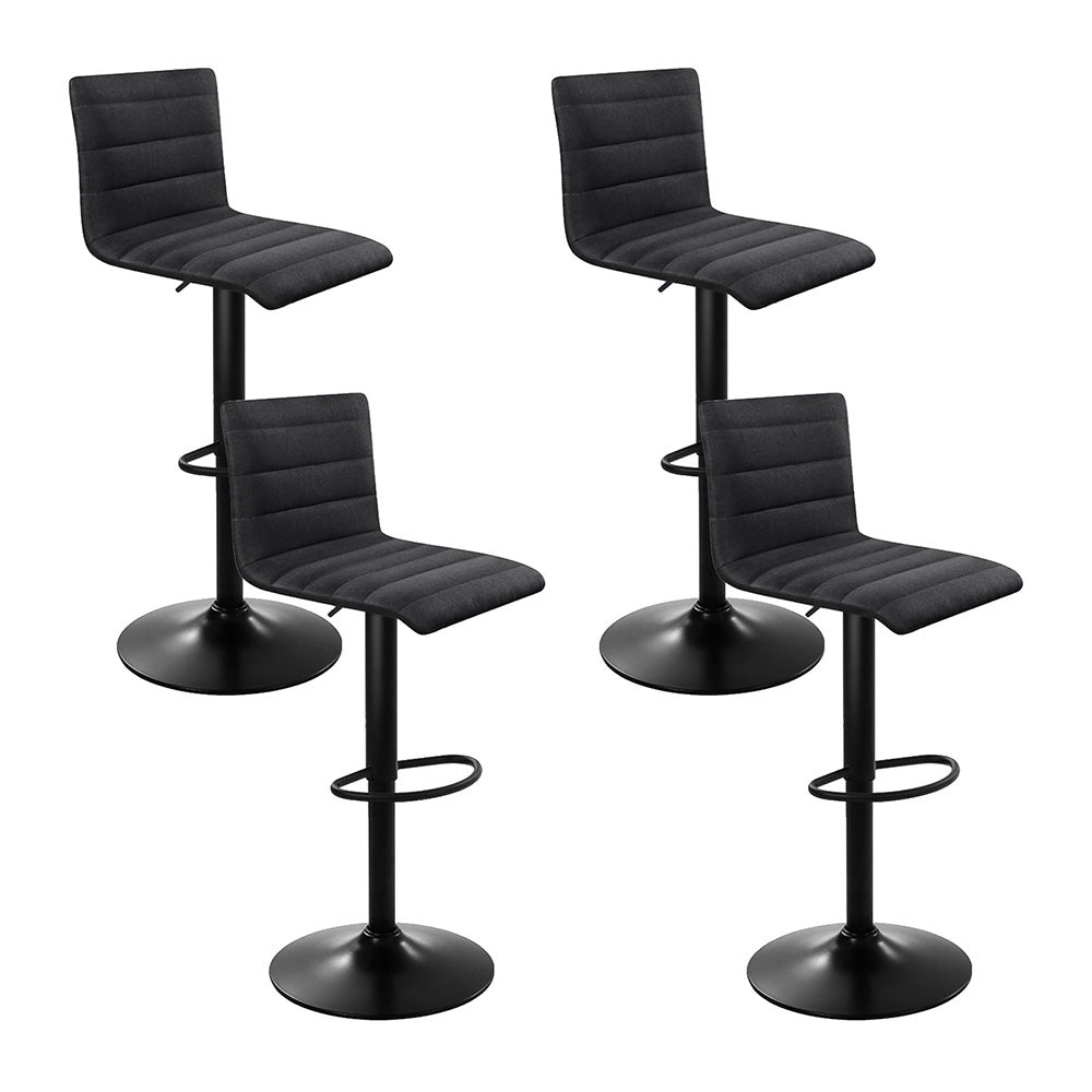 Table & Bar Stools: Artiss 4x Bar Stools Gas Lift Linen Fabric Black