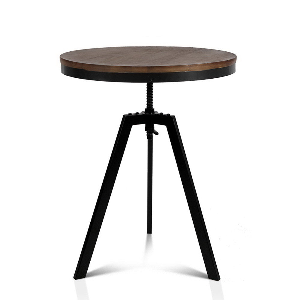 Dining Tables: Artiss Bar Table 67-86CM Height Round Brown