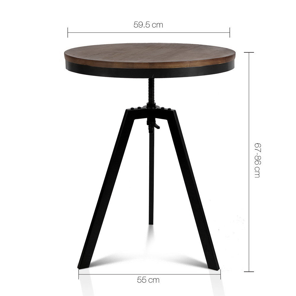 Dining Tables: Artiss Bar Table 67-86CM Height Round Brown