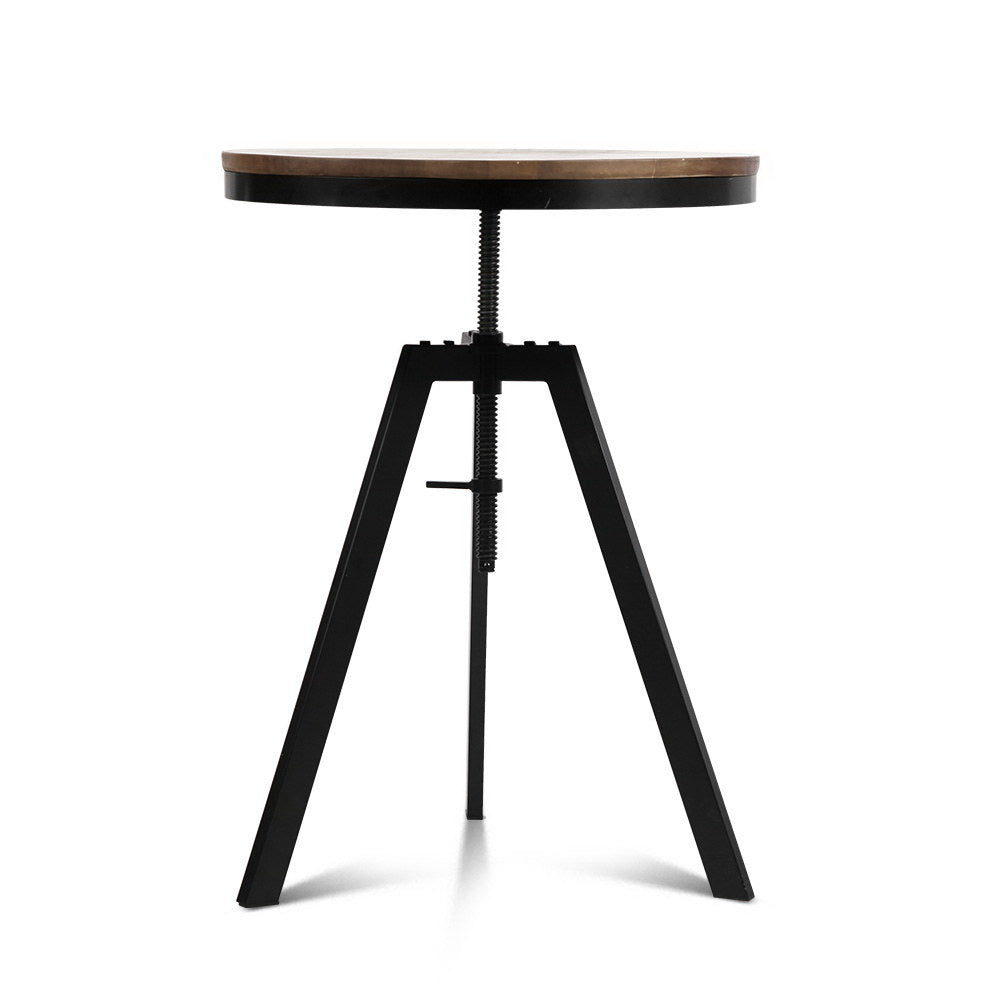 Dining Tables: Artiss Bar Table 67-86CM Height Round Brown