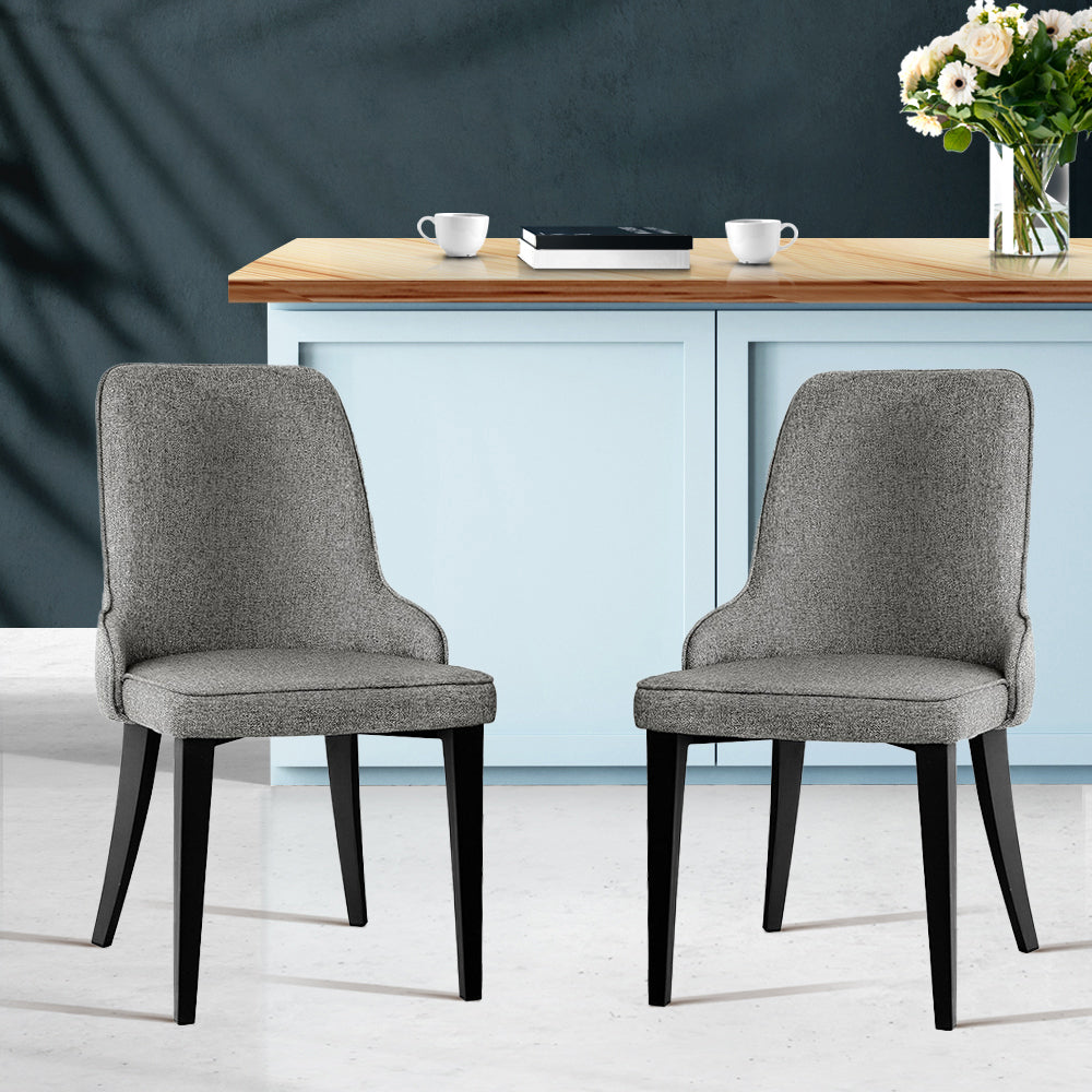 Dining Set: Artiss Dining Chairs Set of 2 Linen Fabric Grey