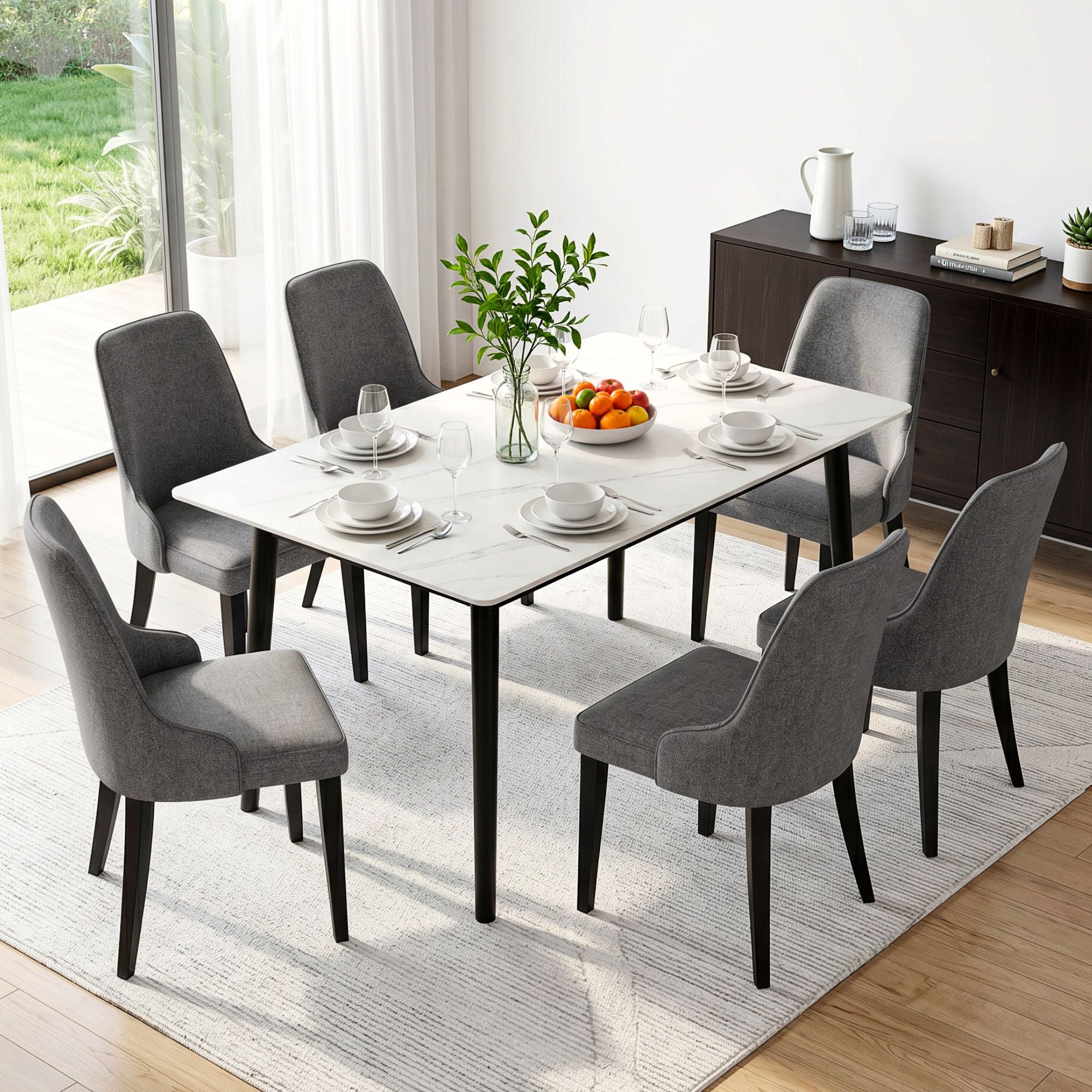 Artiss Dining Chairs Set of 6 Linen Fabric Grey