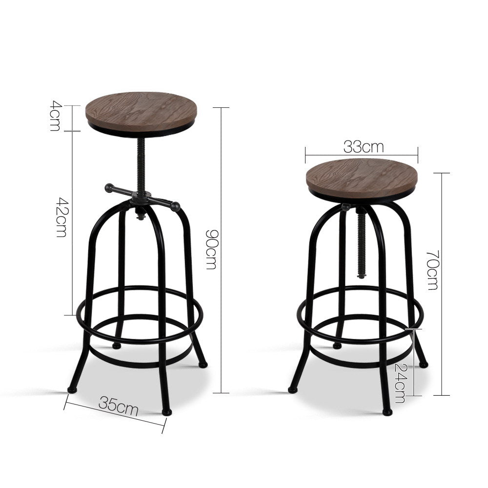 Table & Bar Stools: Artiss Bar Stools Adjustable Wood Chairs