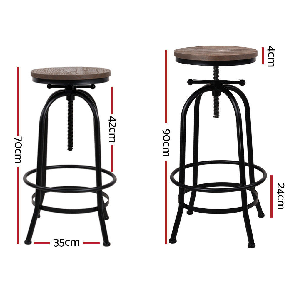 Table & Bar Stools: Artiss 2x Bar Stools Adjustable Wood Chairs