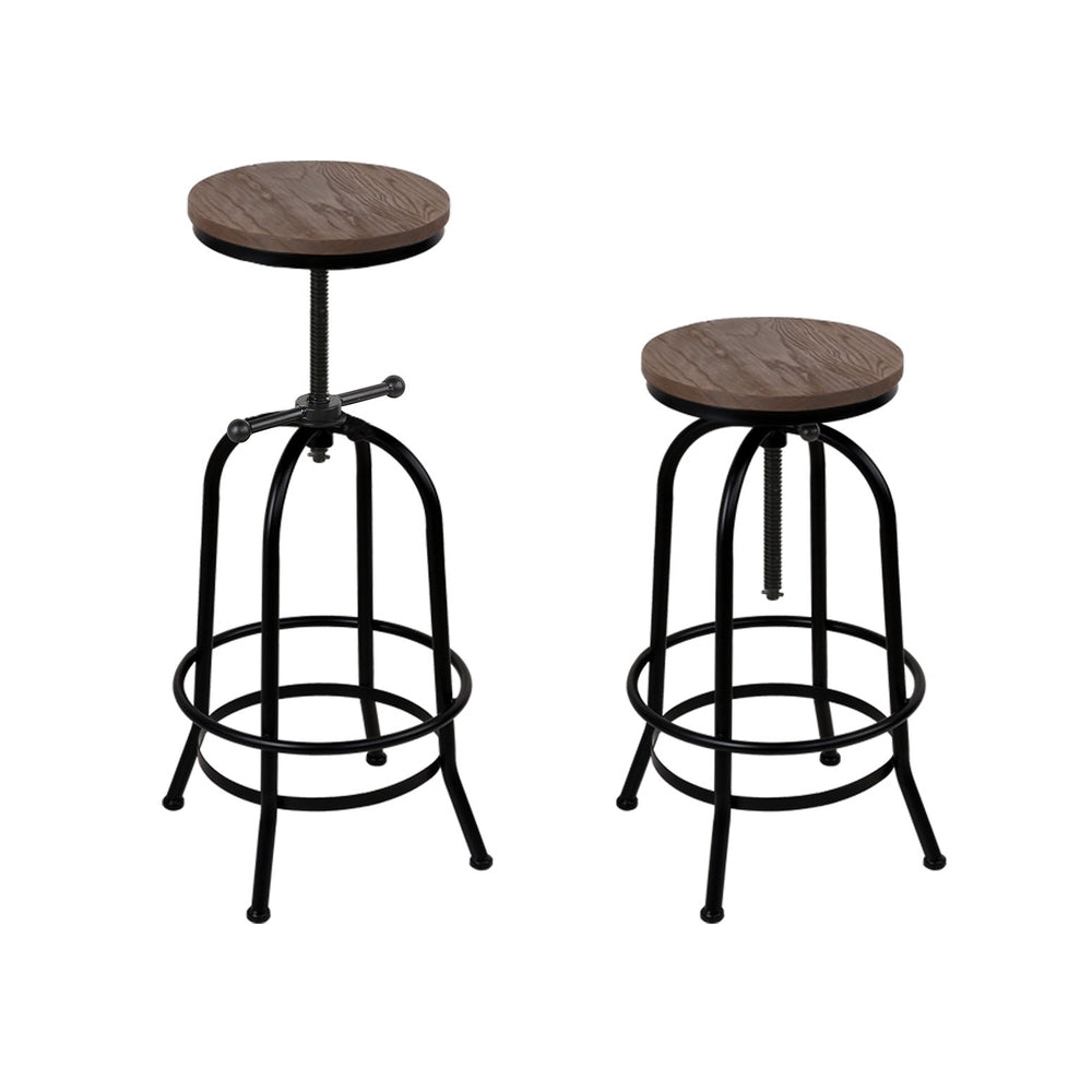 Table & Bar Stools: Artiss 4x Bar Stools Kitchen Dining Chairs Adjustable Wooden Vintage Stool
