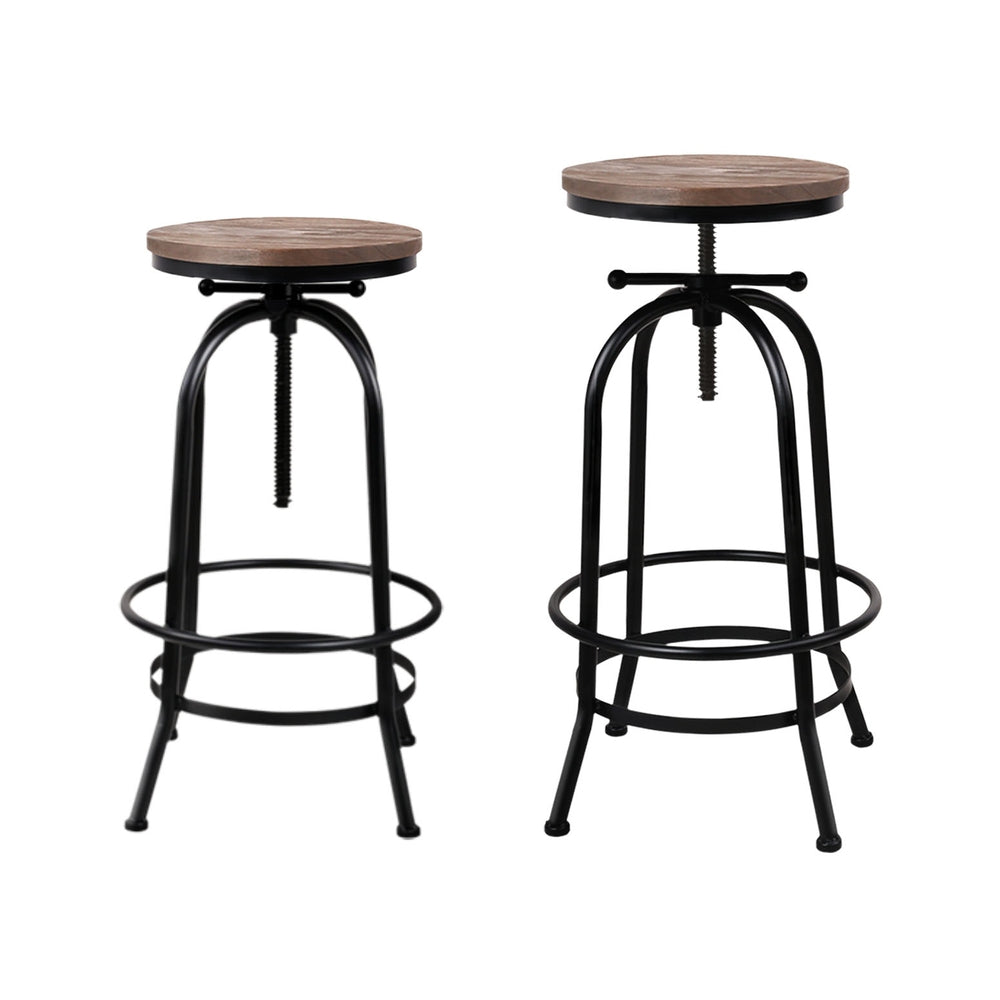 Table & Bar Stools: Artiss 4x Bar Stools Kitchen Dining Chairs Adjustable Wooden Vintage Stool