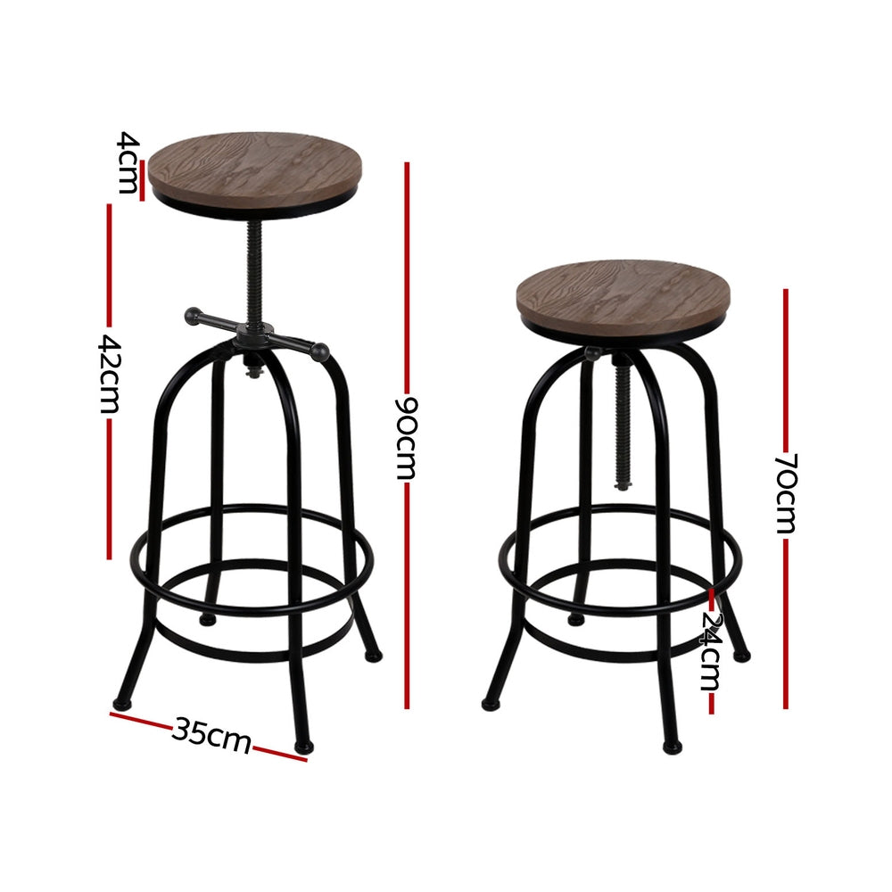 Table & Bar Stools: Artiss 4x Bar Stools Kitchen Dining Chairs Adjustable Wooden Vintage Stool