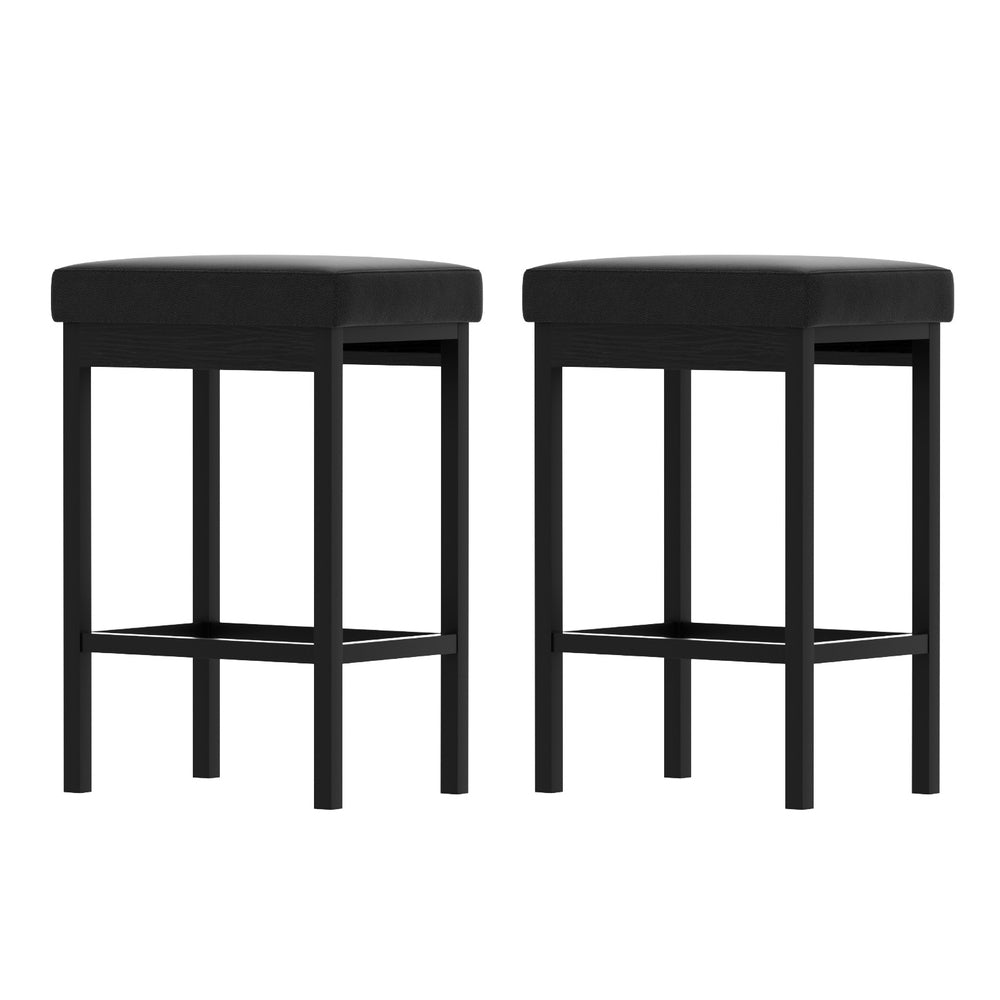 Table & Bar Stools: 2x Artiss Metal Bar Stools PU Seat Dining Counter Chairs