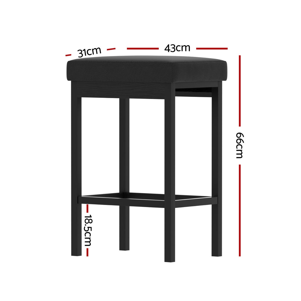 Table & Bar Stools: 2x Artiss Metal Bar Stools PU Seat Dining Counter Chairs