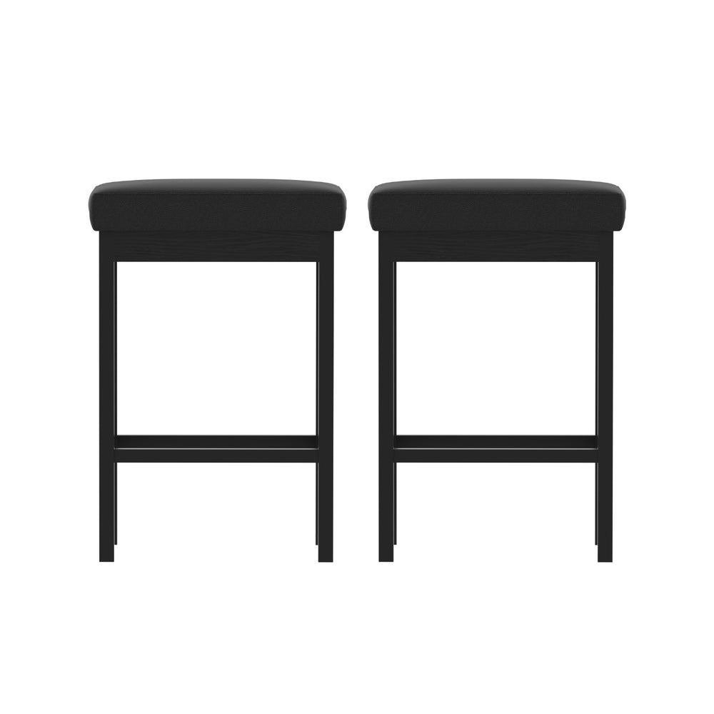Table & Bar Stools: 2x Artiss Metal Bar Stools PU Seat Dining Counter Chairs