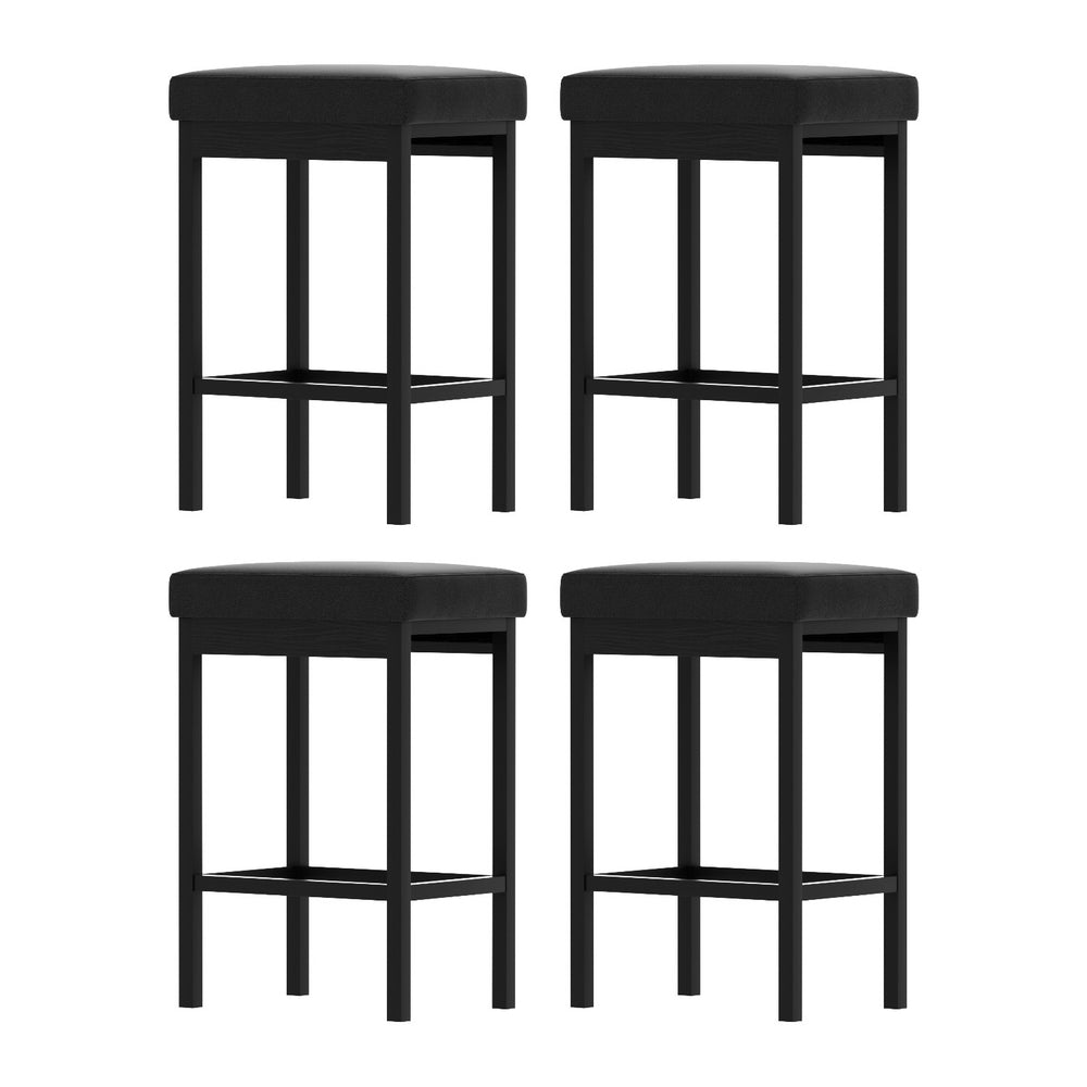 Table & Bar Stools: A Set of 4 Artiss Metal Bar Stools PU Seat Dining Counter Chairs