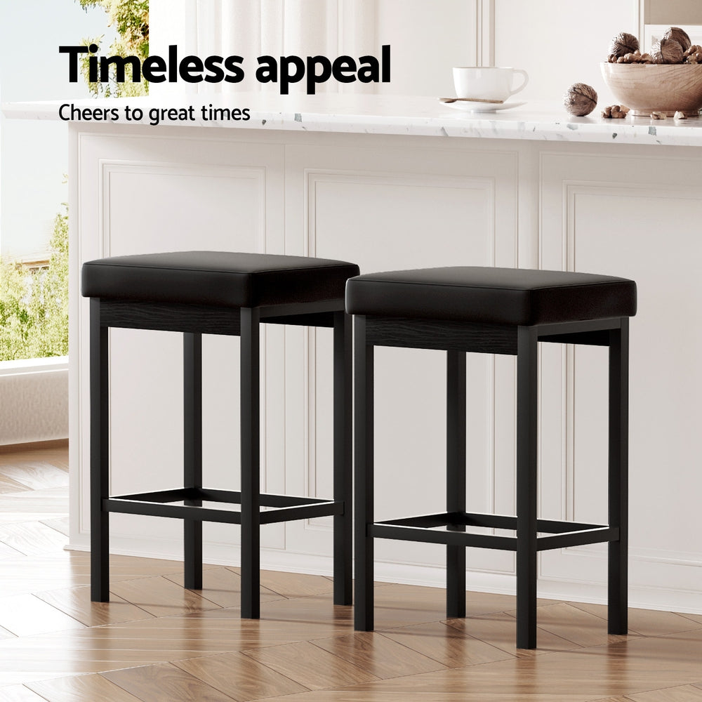 Table & Bar Stools: A Set of 4 Artiss Metal Bar Stools PU Seat Dining Counter Chairs