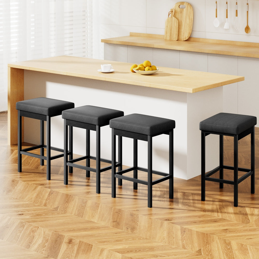 Table & Bar Stools: A Set of 4 Artiss Metal Bar Stools PU Seat Dining Counter Chairs