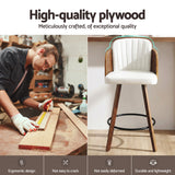 Table & Bar Stools: Artiss Wooden Bar Stools Swivel Kitchen Counter Stool Chair 58cm Seat Height