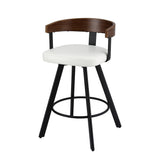 Table & Bar Stools: Artiss Bar Stool Swivel Metal Legs Kitchen Chair Bentwood Counter Leather White
