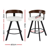 Table & Bar Stools: Artiss Bar Stool Swivel Metal Legs Kitchen Chair Bentwood Counter Leather White