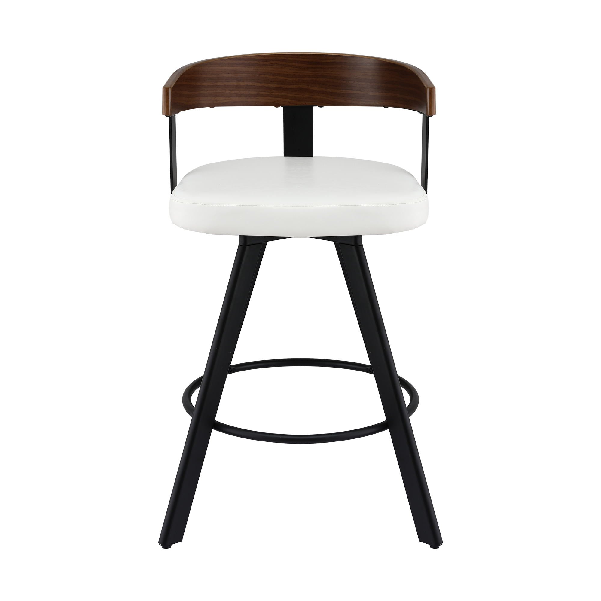 Table & Bar Stools: Artiss Bar Stool Swivel Metal Legs Kitchen Chair Bentwood Counter Leather White