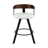 Table & Bar Stools: Artiss Bar Stool Swivel Metal Legs Kitchen Chair Bentwood Counter Leather White