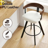 Table & Bar Stools: Artiss Bar Stool Swivel Metal Legs Kitchen Chair Bentwood Counter Leather White