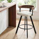 Table & Bar Stools: Artiss Bar Stool Swivel Metal Legs Kitchen Chair Bentwood Counter Leather White