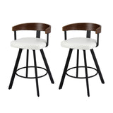 Table & Bar Stools: 2x Artiss Bar Stools Swivel Kitchen Chairs Metal Legs Bentwood Counter White PU