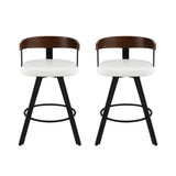Table & Bar Stools: 2x Artiss Bar Stools Swivel Kitchen Chairs Metal Legs Bentwood Counter White PU