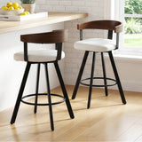Table & Bar Stools: 2x Artiss Bar Stools Swivel Kitchen Chairs Metal Legs Bentwood Counter White PU
