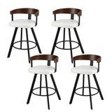 Table & Bar Stools: 4x Artiss Bar Stools Swivel Kitchen Chairs Metal Legs Bentwood Counter White PU