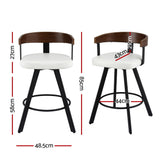 Table & Bar Stools: 4x Artiss Bar Stools Swivel Kitchen Chairs Metal Legs Bentwood Counter White PU