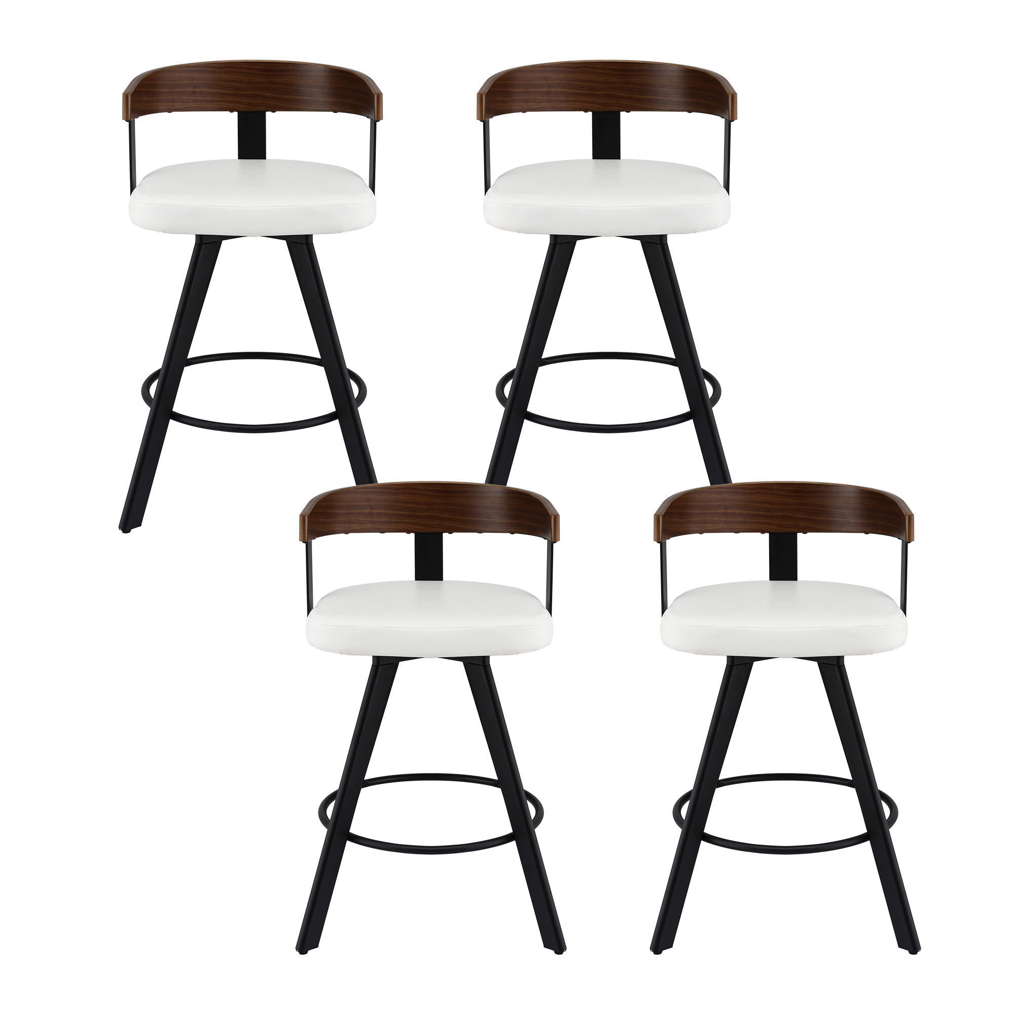 Table & Bar Stools: 4x Artiss Bar Stools Swivel Kitchen Chairs Metal Legs Bentwood Counter White PU