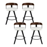 Table & Bar Stools: 4x Artiss Bar Stools Swivel Kitchen Chairs Metal Legs Bentwood Counter White PU