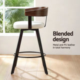 Table & Bar Stools: 4x Artiss Bar Stools Swivel Kitchen Chairs Metal Legs Bentwood Counter White PU