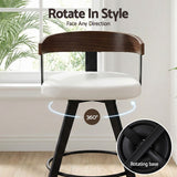 Table & Bar Stools: 4x Artiss Bar Stools Swivel Kitchen Chairs Metal Legs Bentwood Counter White PU