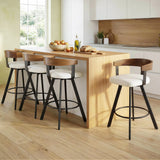 Table & Bar Stools: 4x Artiss Bar Stools Swivel Kitchen Chairs Metal Legs Bentwood Counter White PU