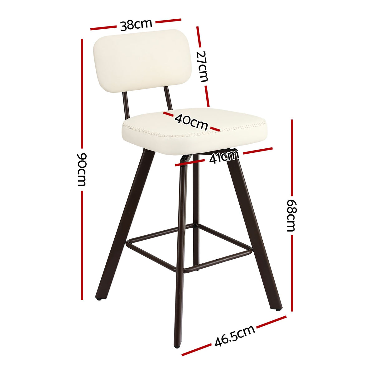 Artiss Bar Stools Set of 4 Swivel Counter 68cm Height Stools w/ Padded Backrest Beige